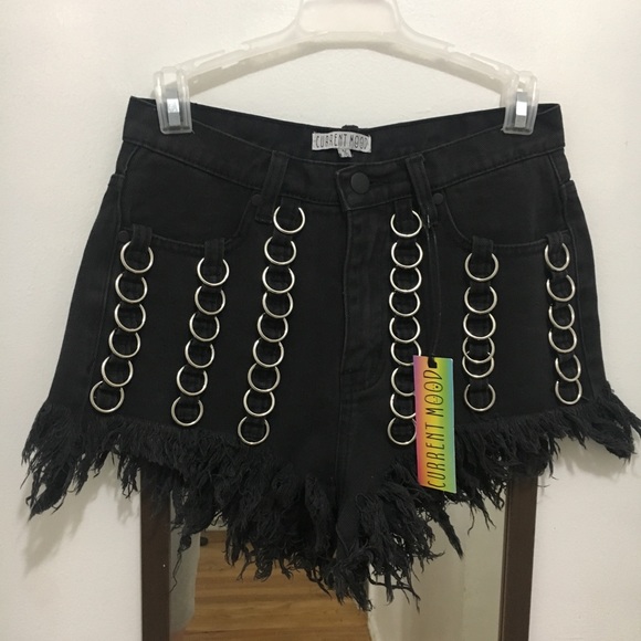 ♦️SOLD♦️ Current Mood Punk Link Denim Jean Shorts - Picture 4 of 6